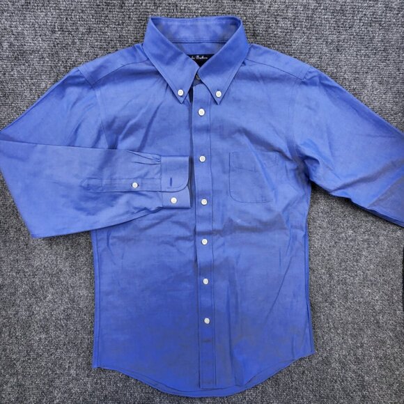 Brooks Brothers Red Fleece Male Teen Size 14 Blue Button Up Shirt Long Sleeve - Picture 2 of 11